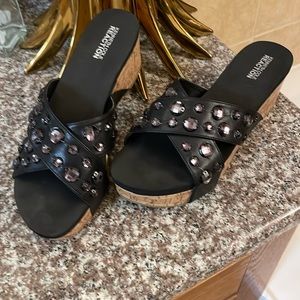 Kenneth Cole Black Rhinestones wedges